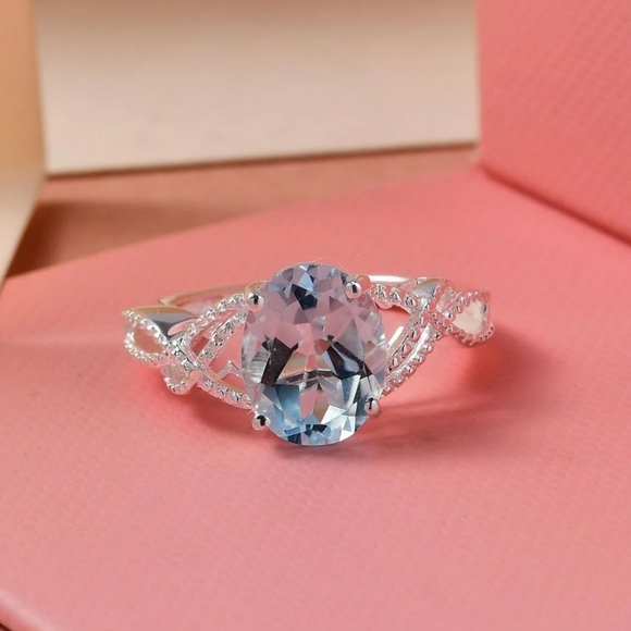 Genuine Sky Blue Topaz 💙 Ring Platinum over Sterling Silver Sz 11! - Picture 4 of 8
